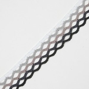 Crochet Lace Trim |  Black Ombre Crochet Trim – 1.5" Crochet Lace Trim Black,Gray,White