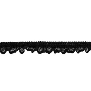 Crochet Lace Trim |  Black Ruffled Stretch Lace Trimming – 0.625" Crochet Lace Trim Black