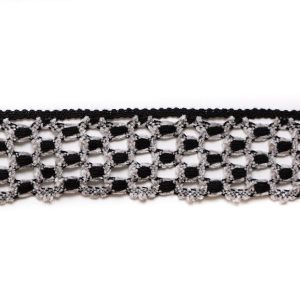 Crochet Lace Trim |  Black/Gray Crochet Trim – 2.25" Crochet Lace Trim Black,Gray