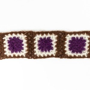 Crochet Lace Trim |  Brown, Ivory And Purple Squares Crochet Lace Trim – 2.25" Crochet Lace Trim Crochet Lace Trim