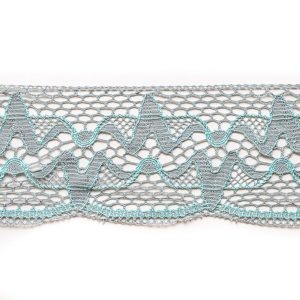 Crochet Lace Trim |  Gray And Turquoise Scalloped Crochet Trim – 6" Crochet Lace Trim Crochet Lace Trim