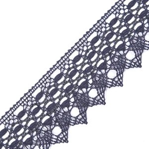 Crochet Lace Trim |  Gray Scalloped Crochet Lace Trim With Satin Ribbon Detail – 2" Crochet Lace Trim Crochet Lace Trim