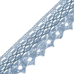 Crochet Lace Trim |  Light Blue Scalloped Crochet Lace Trim With Satin Ribbon Detail – 2" Crochet Lace Trim Crochet Lace Trim