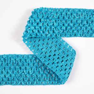 Crochet Lace Trim |  Light Blue Stretch Puckered Crochet Trim – 2" Crochet Lace Trim Crochet Lace Trim