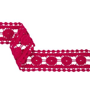 Crochet Lace Trim |  Magenta Circles Cotton Blend Crochet Lace Trim – 2" Cotton Lace Trim Cotton Lace Trim