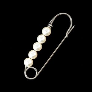 Decorative Pins |  Silver Safety Pin With Pearls – 0.875" X 2.265" Decorative Pins Decorative Pins