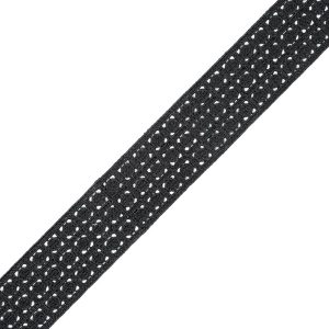 Embroidered & Eyelet Trim |  Black Embroidered Lace Trim – 1.5" Lace Trim Black