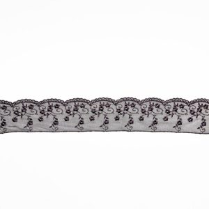 Embroidered & Eyelet Trim |  Black Floral Embroidered Lace Trim – 3.5" Embroidered & Eyelet Trim Black