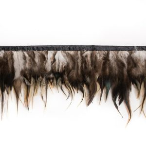 Feather Fringe |  6" Brown To Yellow Cock Feather Fringe Feather Fringe Brown,Yellow,White