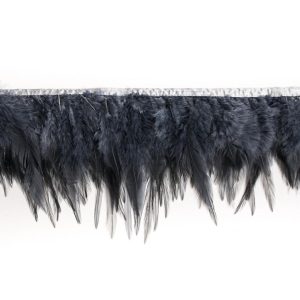 Feather Fringe |  6" Dark Gray Cock Feather Fringe Feather Fringe Dark Gray