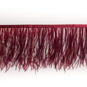 Feather Fringe |  6" Single Ply Burgundy Ostrich Fringe Feather Fringe Burgundy