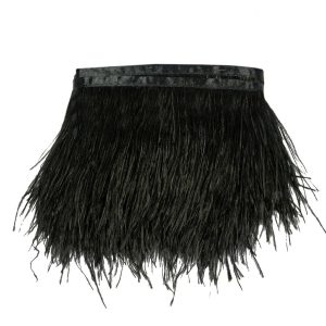 Feather Fringe |  Black Two Ply Ostrich Feather Fringe Trim – 5" Fringe Trim Feather Fringe