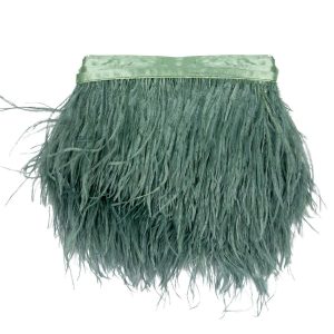 Feather Fringe |  Jade Single Ply Ostrich Feather Fringe Trim – 5" Feather Fringe Chinois Green