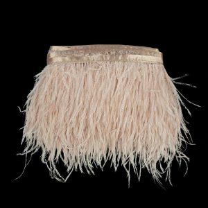 Feather Fringe |  Nude Single Ply Ostrich Feather Fringe Trim – 5" Feather Fringe Feather Fringe