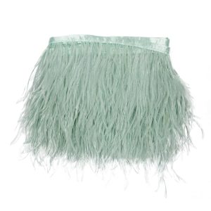 Feather Fringe |  Seafoam Single Ply Ostrich Feather Fringe Trim – 5" Feather Fringe Feather Fringe