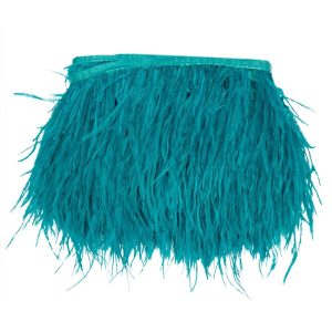 Feather Fringe |  Turquoise Single Ply Ostrich Feather Fringe Trim – 5" Feather Fringe Feather Fringe