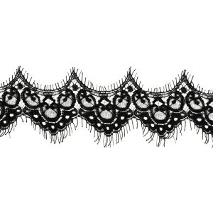 Fine Lace Trim |  Black Abstract Scallops Lace Trim With Eyelash Fringe – 5.5 Yds X 3" Fine Lace Trim Fine Lace Trim