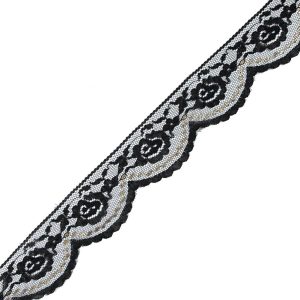 Fine Lace Trim |  Black And Metallic Gold Scallop Edge Lace Trim – 2" Fine Lace Trim Black,Gold