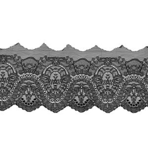 Fine Lace Trim |  Black Fine Floral Lace With A Scalloped Edge – 7" Fine Lace Trim Black