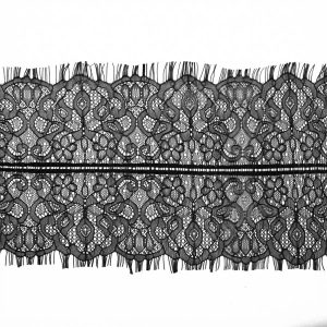 Fine Lace Trim |  Fine Black Lace Trim With Eyelash Edges – 7" Fine Lace Trim Black