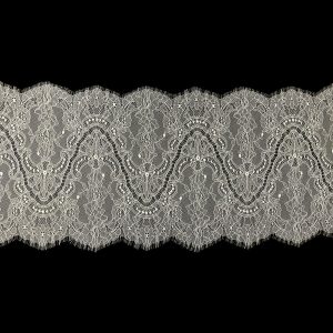 Fine Lace Trim |  White Alyssum Floral And Paisley Chantilly Lace Trim – 12" X 3Yd Fine Lace Trim Fine Lace Trim