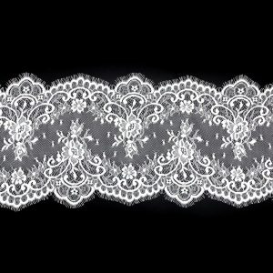 Fine Lace Trim |  White Fine Floral Lace With Scalloped Eyelash Edges – 9.5" Fine Lace Trim Fine Lace Trim