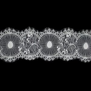 Fine Lace Trim |  White Medallion Scalloped Eyelash Lace Trim – 6.5" Fine Lace Trim Fine Lace Trim