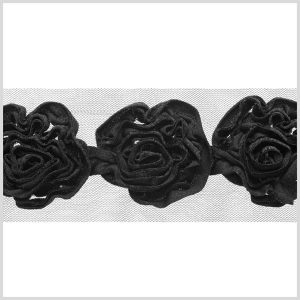 Floral Lace Trim |  3.5" Black Velvet Floral Lace Trim Floral Lace Trim Black