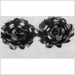 Floral Lace Trim |  3" Black/White Polka Dotted Floral Lace Trim Floral Lace Trim Black,White