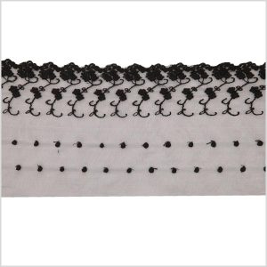 Floral Lace Trim |  5.5" Black Floral Cotton Lace Trim Cotton Lace Trim Black