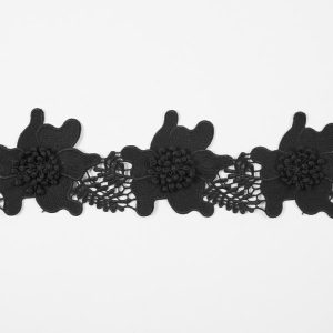 Floral Lace Trim |  Black 3D Floral Lace Trim – 3.5" Floral Lace Trim Black