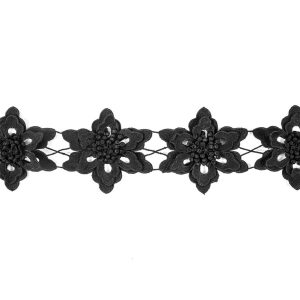 Floral Lace Trim |  Black 3D Floral Lace Trim – 3.75" Floral Lace Trim Black