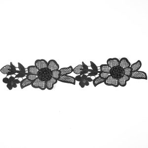 Floral Lace Trim |  Black 3D Floral Lace Trim – 4" Floral Lace Trim Black