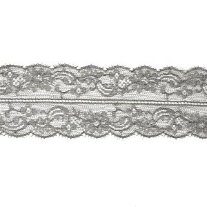 Floral Lace Trim |  Black And Metallic Silver Floral Chantilly Lace Trim With Eyelash Fringe – 3.25" Floral Lace Trim Disco Ball