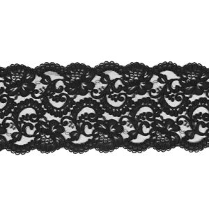 Floral Lace Trim |  Black Corded Lace Trim – 7.25" Corded Lace Trim Black