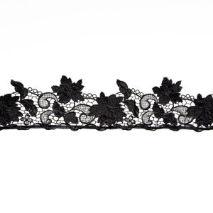 Floral Lace Trim |  Black Floral Guipure Lace Trim – 4.75" Floral Lace Trim Black