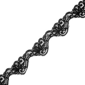 Floral Lace Trim |  Black Floral Scalloped Lace Trim – 2.75" Floral Lace Trim Black