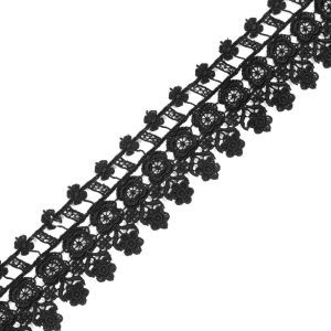 Floral Lace Trim |  Black Floral Venise Lace Trim – 3" Floral Lace Trim Black