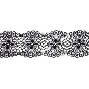 Floral Lace Trim |  Black Flowers And Medallions Scalloped Lace Trim – 2.5" Floral Lace Trim Floral Lace Trim