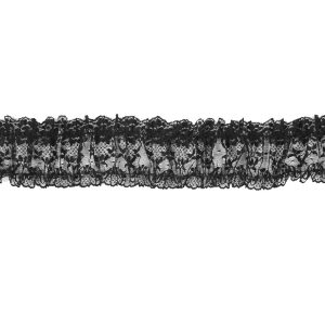 Floral Lace Trim |  Black Ruched Floral Lace Trim – 3" Floral Lace Trim Black