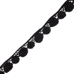 Floral Lace Trim |  Black Sunflower Garland Cotton Venise Lace Trim – 1.25" Floral Lace Trim Darkest Hour