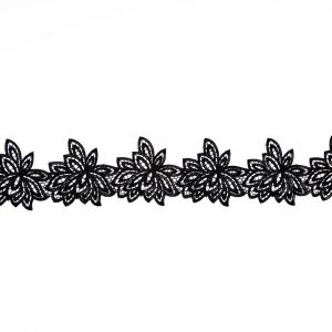 Floral Lace Trim |  Fancy Black Floral Venise Lace Trim – 3.5" Floral Lace Trim Black