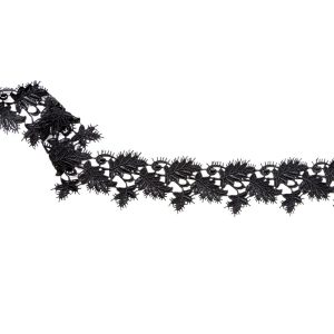 Floral Lace Trim |  Fancy Black Leafy Venise Lace Trim – 2.25" Floral Lace Trim Black