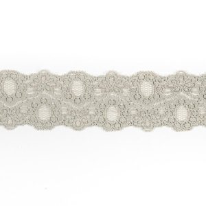 Floral Lace Trim |  Gray Stretch Lace Trim – 2.25" Floral Lace Trim Floral Lace Trim