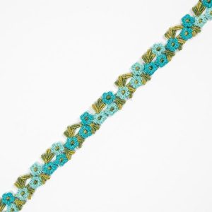 Floral Lace Trim |  Turquoise Flower Lace Trim – 0.75" Floral Lace Trim Floral Lace Trim