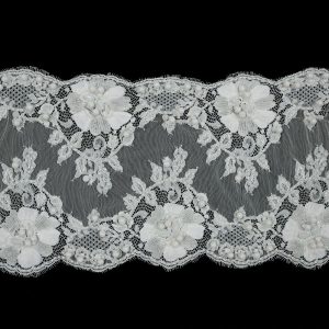 Floral Lace Trim |  White Fancy Beaded Lace Trim – 10" Beaded Lace Trim Beaded Lace Trim