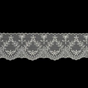 Floral Lace Trim |  White Floral Wreaths Scalloped Embroidered Lace Trim – 2.75" Cotton Lace Trim Cotton Lace Trim