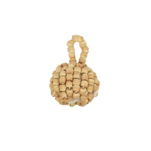 Key Chains |  Vintage Natural Wood Beaded Pom-Pom Applique – 0.625" Key Chains Key Chains