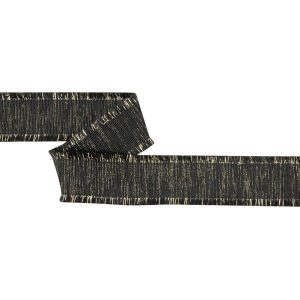 Metallic Fringe |  Black And Gold Metallic Grosgrain Ribbon With Fringe – 1.4375" Fringe Trim Glitteratti