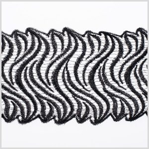 Metallic Lace Trim |  3.5" Metallic Black Lace Trim Floral Lace Trim Black